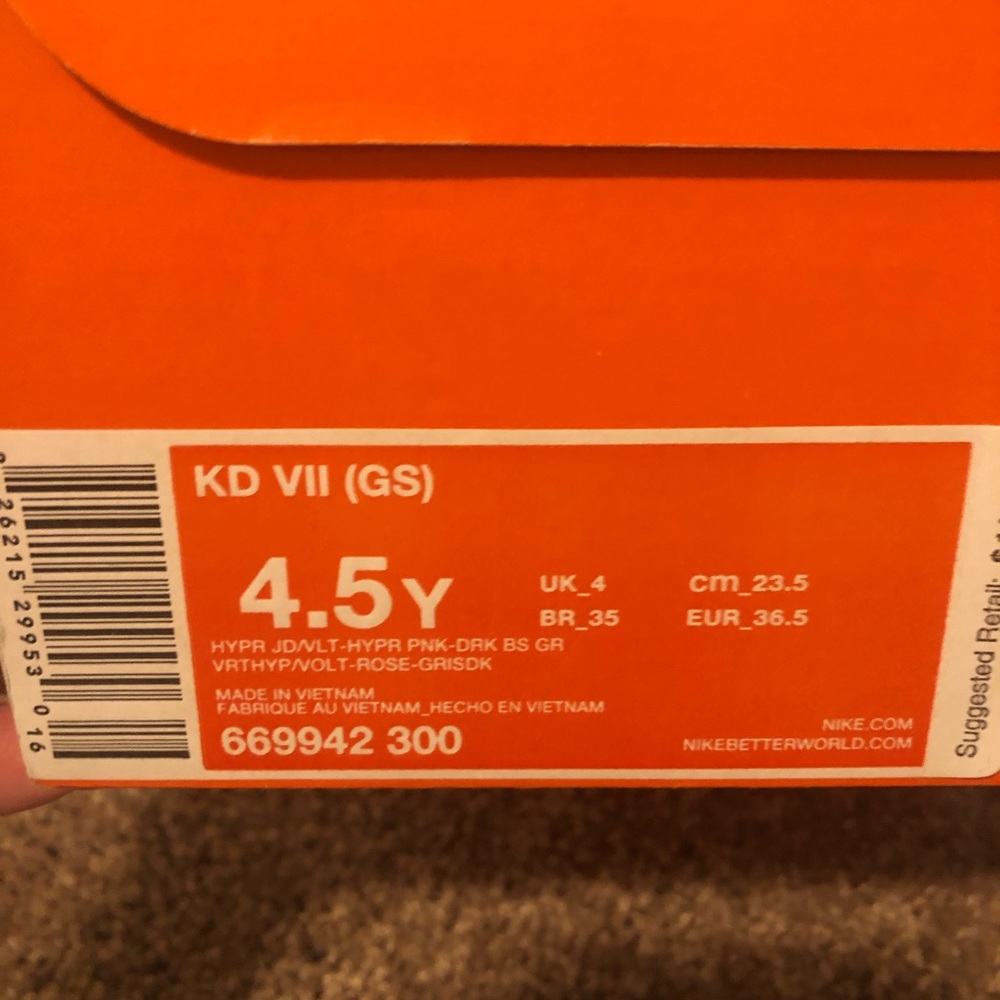 Nike Kids KD VII (GS) Sz 4.5 - Picture 3 of 3